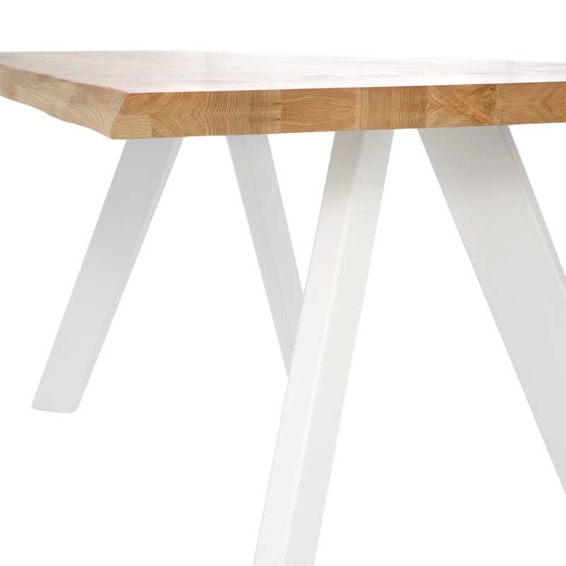 Table Fixe Rectangulaire en Bois et métal LISSA, piétement Blanc