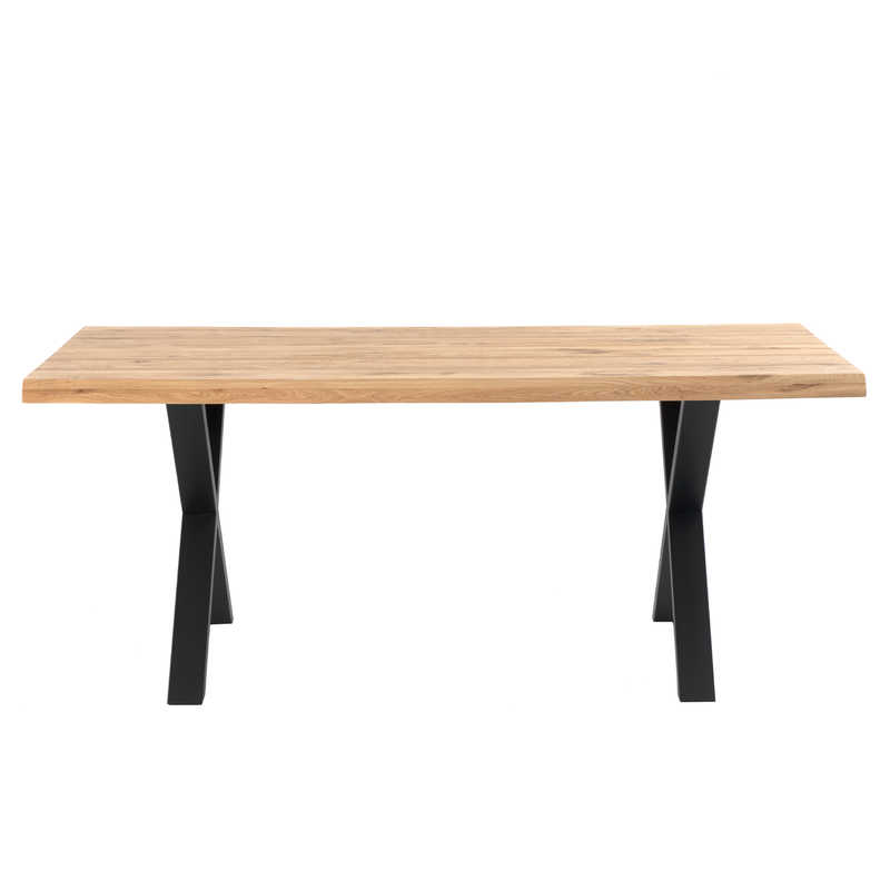 Table Fixe Rectangulaire en Bois et métal NAOMI, piétement Noir
