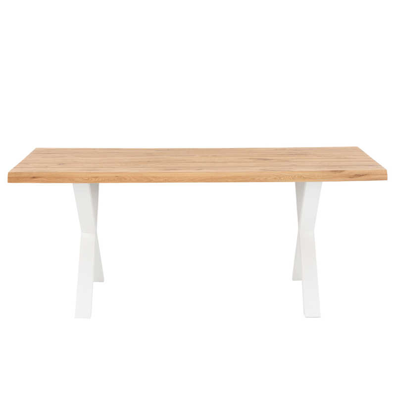 Table Fixe Rectangulaire en Bois et métal NAOMI, piétement Blanc