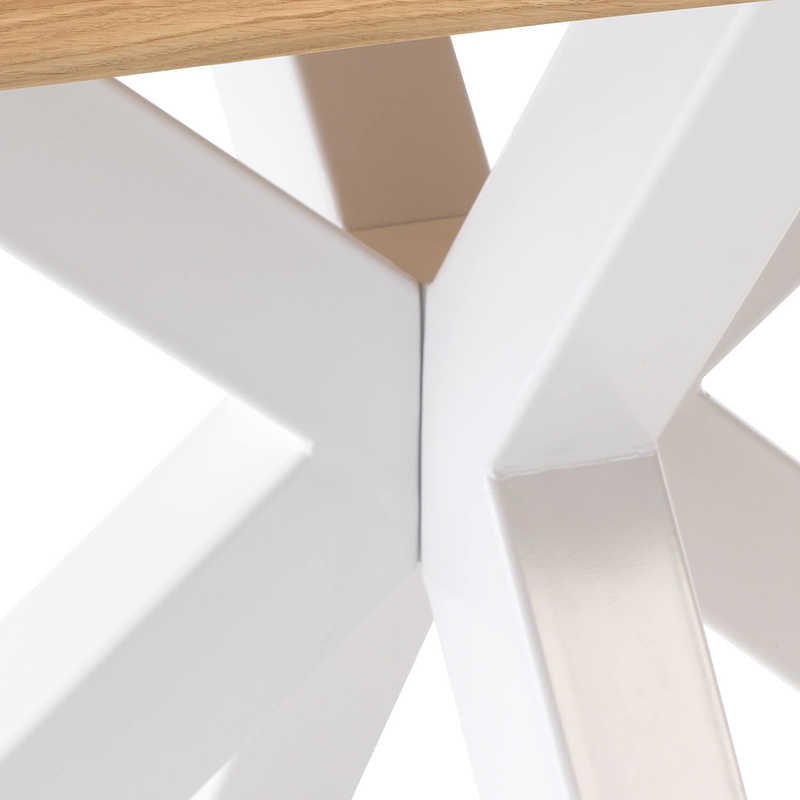Table Fixe Rectangulaire en Bois et Métal KELLY, détail de la finition Blanc