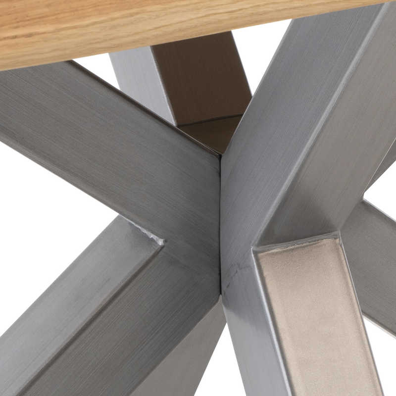 Table Fixe Rectangulaire en Bois et Métal KELLY, détail de la finition Chrome