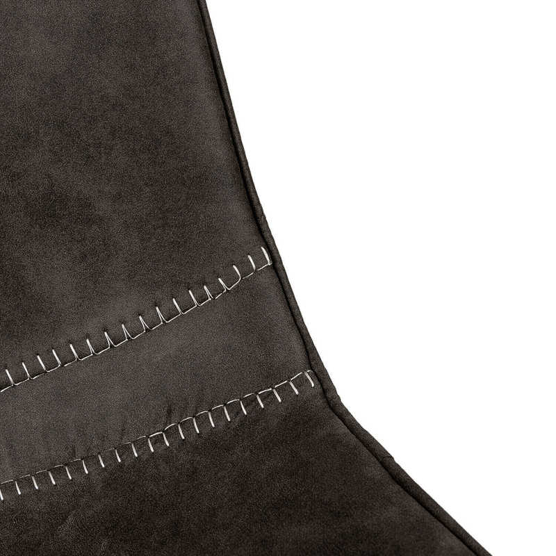 Chaise garnie métal et tissu effet cuir gris foncé ALINA, en détails