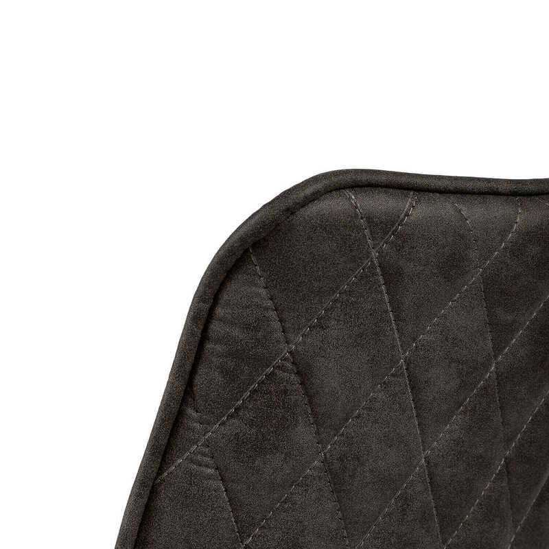 Chaise garnie métal et tissu effet cuir gris foncé ALINA, en détails