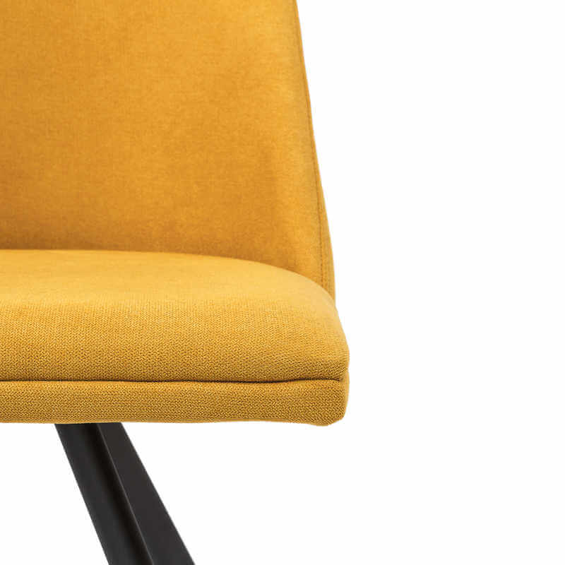 Chaise garnie en métal et tissu jaune EVERT, en détails