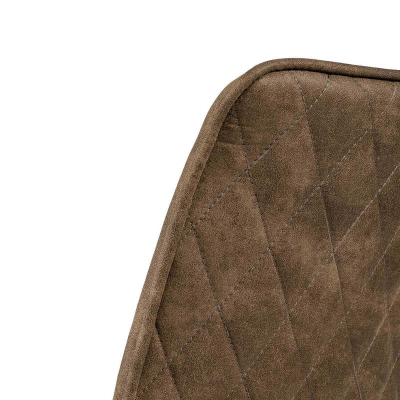 Chaise garnie métal et tissu effet cuir marron ALINA, en détails