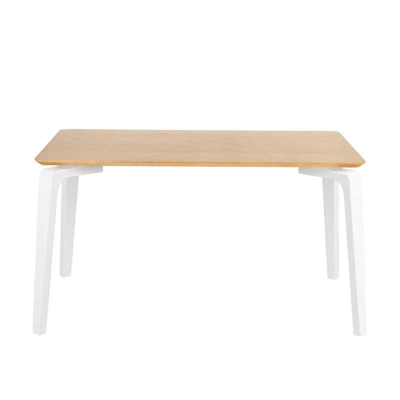 Table Fixe Rectangulaire en Bois et métal DICK, piétement Blanc