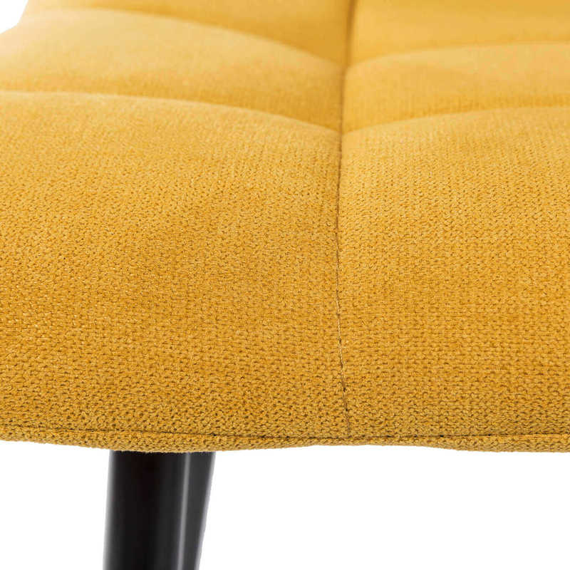 Chaise en Métal et Tissu moutarde ALIX, détail de l'assise