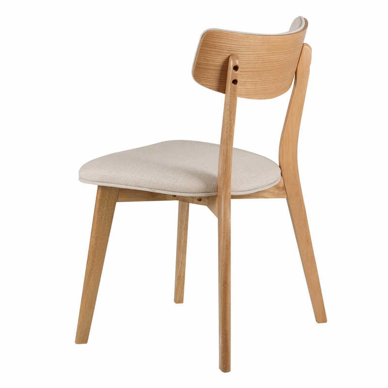 Chaise en bois de chêne NOA, assise beige, vue de dos