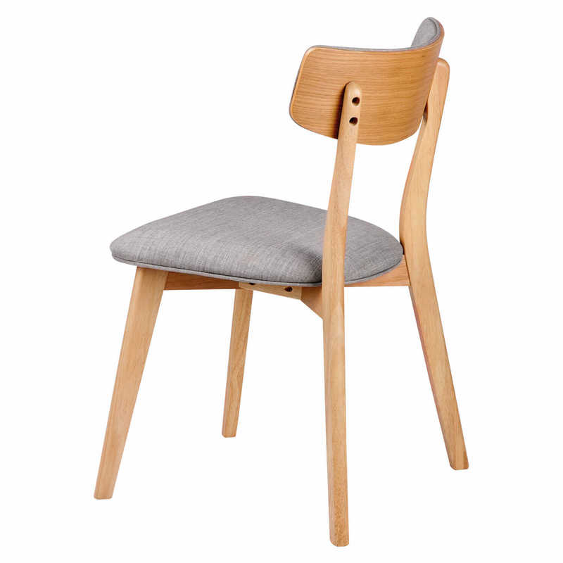 Chaise en bois de chêne NOA, assise gris, vue de dos