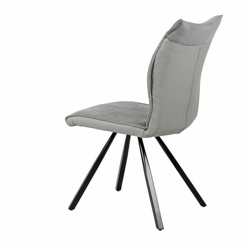 Chaise en Métal et Tissu gris clair AGNES, vue 3/4 arrière