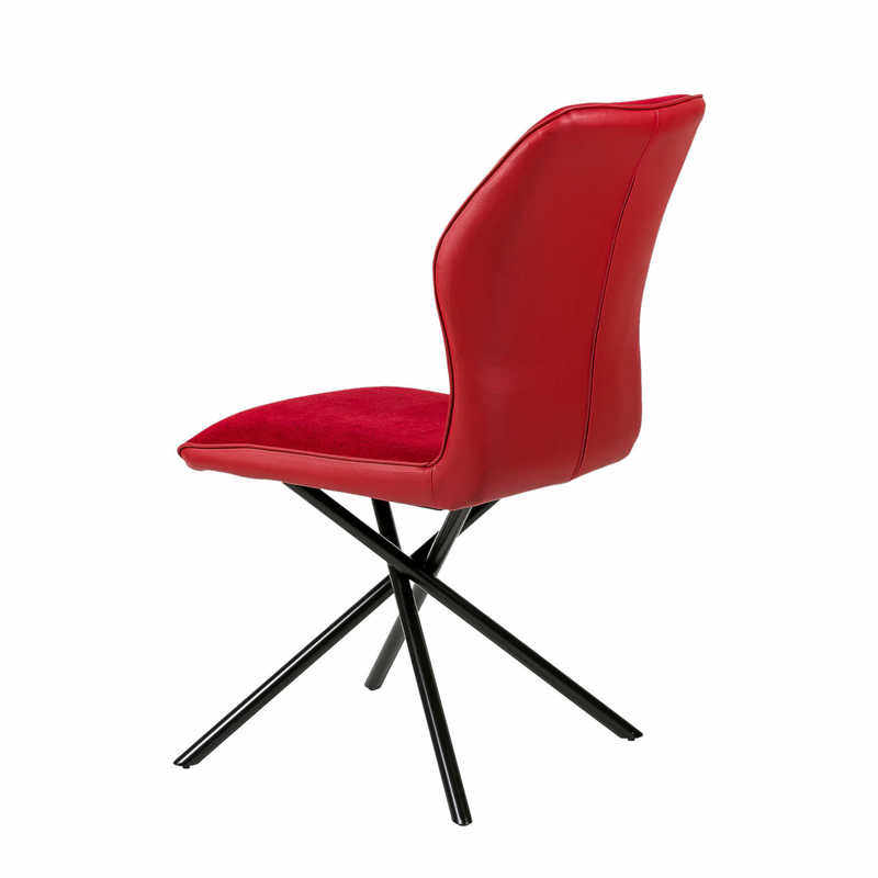 Chaise en Métal et Tissu rouge EMELINE, vue 3/4 arrière