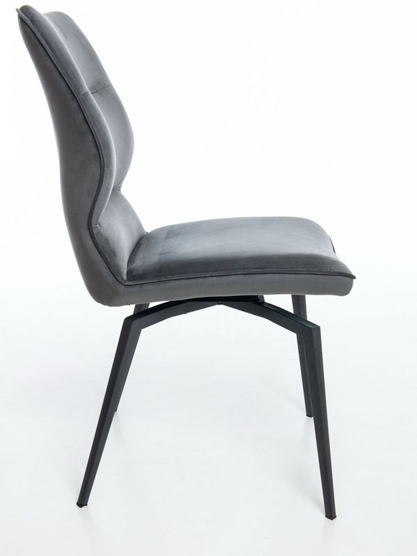 Chaise pivotante en bois et métal Jacques, tissu en finition Graphite, de profil