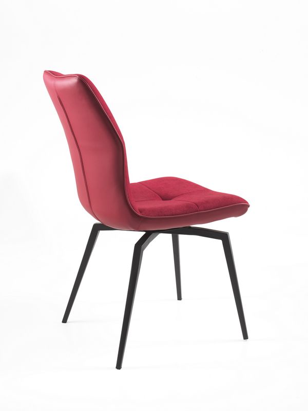 Chaise pivotante en bois et métal Mary, finition tissu Rouge, vue arrière
